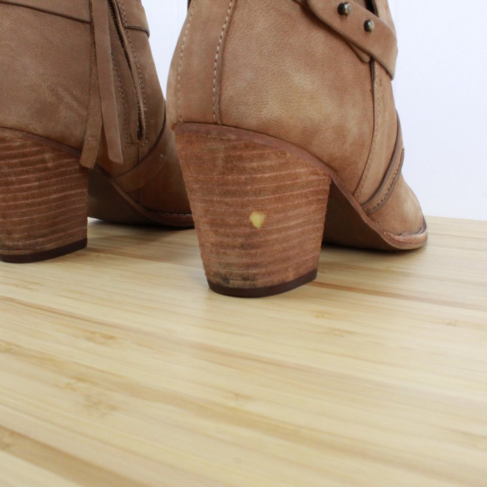 Sam Edelman Merton Brown Suede Nubuck Leather Strap Heeled Boots Size 9 - Picture 7 of 12